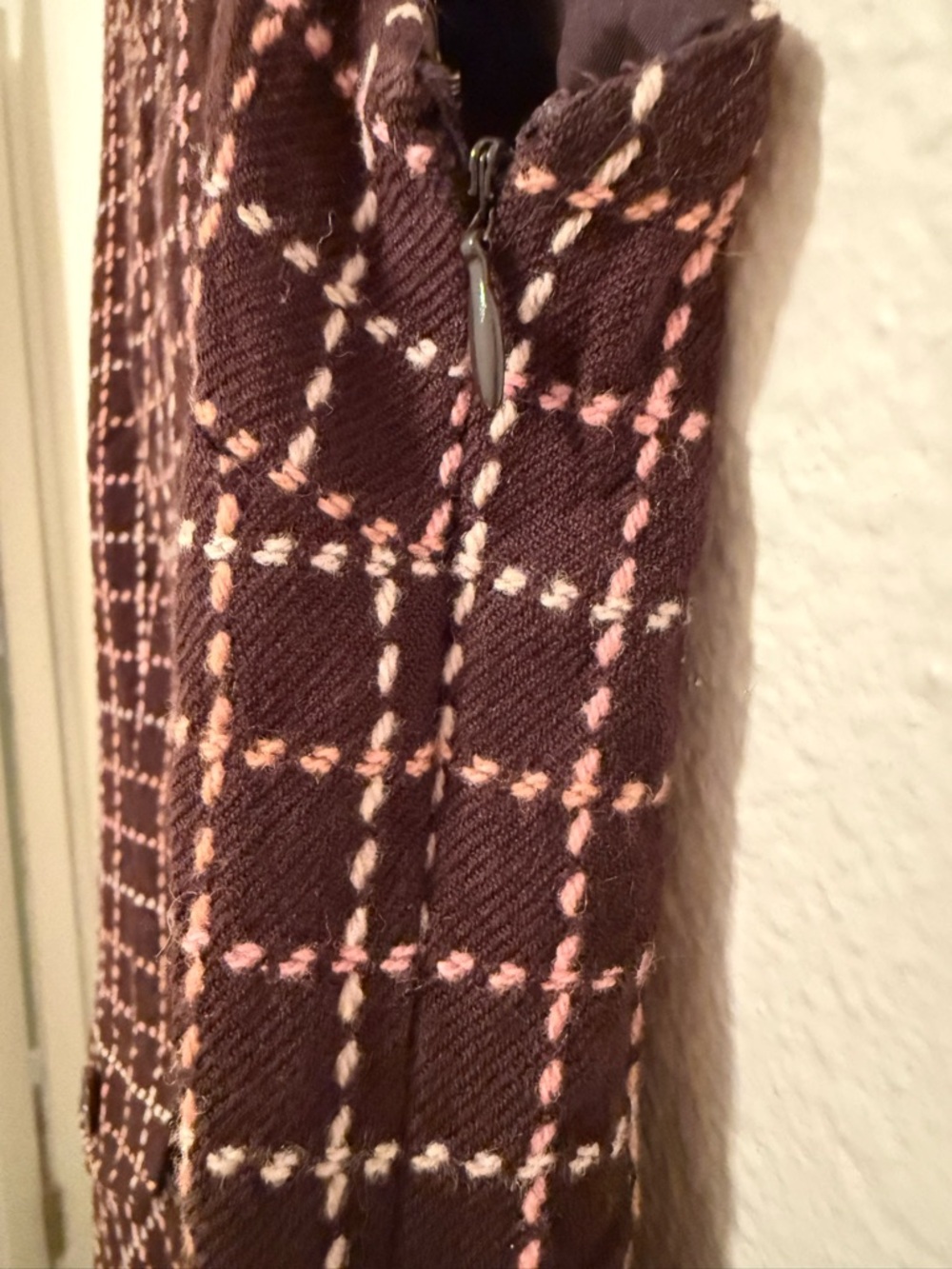 LOFT Classic Tailored Burgundy Plaid Sleeveless Dress SizeOP - Picture 3 of 6